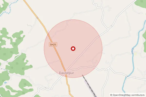 Map showing approximate area covered by Pincode 176038 — Jalari Bo, Kangra