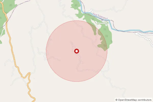 Map showing approximate area covered by Pincode 176040 — Dhangota Bo, Hamirpur