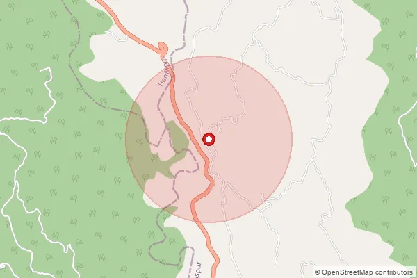 Map showing approximate area covered by Pincode 176042 — Dain Bo, Hamirpur