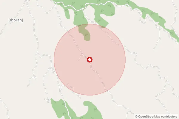 Map showing approximate area covered by Pincode 176045 — Jakhyol Bo, Hamirpur