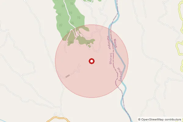Map showing approximate area covered by Pincode 176048 — Kakrot Bo, Hamirpur