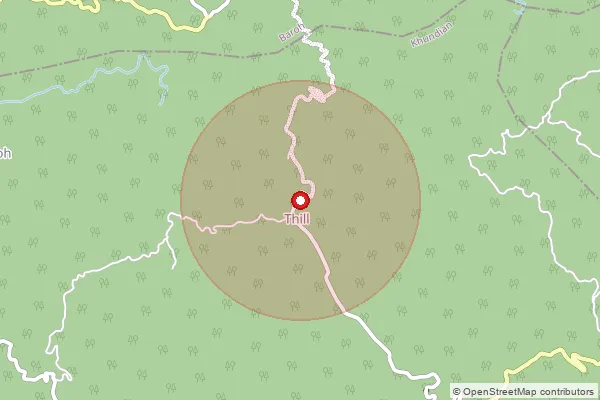 Map showing approximate area covered by Pincode 176055 — Thill So, Kangra