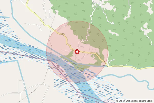 Map showing approximate area covered by Pincode 176058 — Bahadpur Bo, Kangra