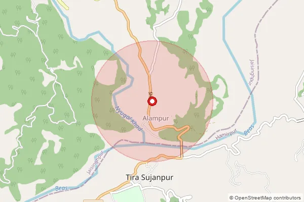 Map showing approximate area covered by Pincode 176082 — Balakrupi Bo, Kangra