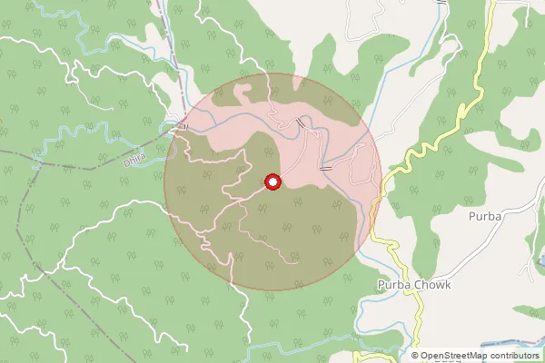 Map showing approximate area covered by Pincode 176084 — Gharana Bo, Kangra