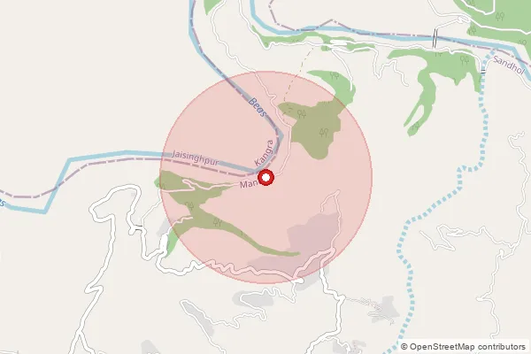 Map showing approximate area covered by Pincode 176090 — Cholangarh Bo, Mandi