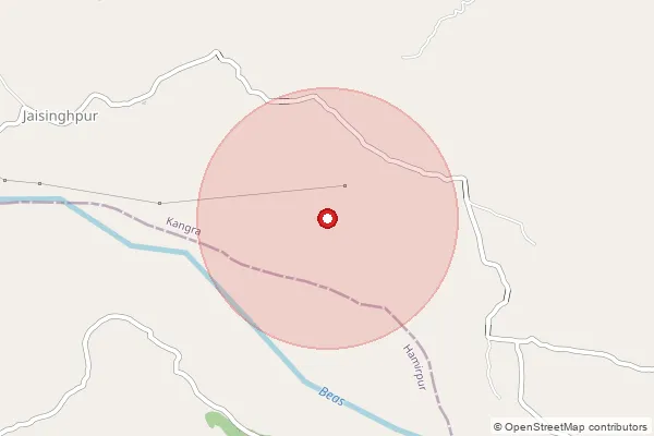 Map showing approximate area covered by Pincode 176091 — Haler Bo, Kangra
