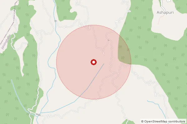Map showing approximate area covered by Pincode 176094 — Ashapuri Bo, Kangra