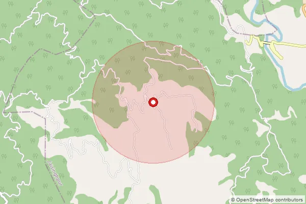 Map showing approximate area covered by Pincode 176098 — Bhatwan Bo, Kangra