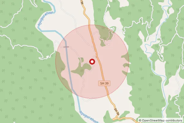 Map showing approximate area covered by Pincode 176107 — Bachhwai Bo, Kangra