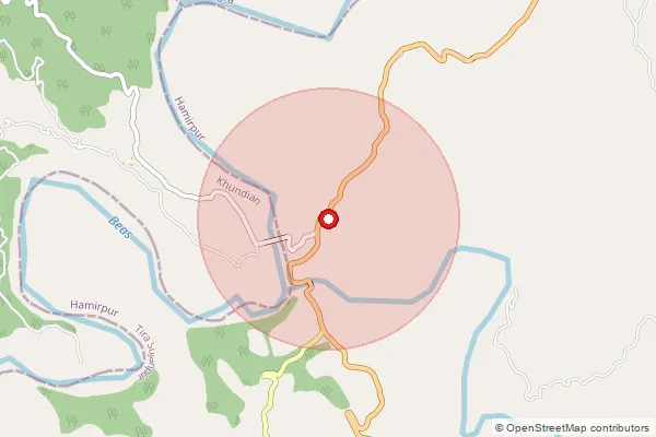 Map showing approximate area covered by Pincode 176108 — Karot Bo, Hamirpur