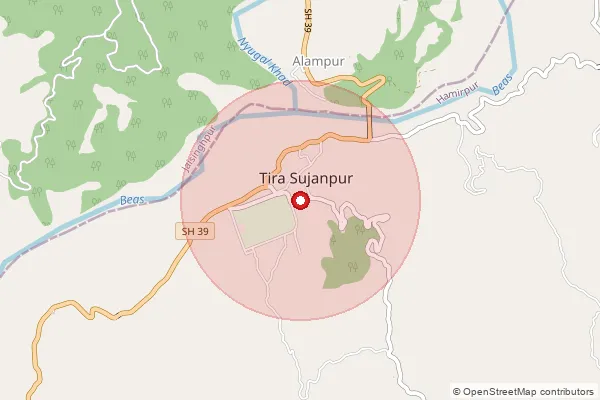 Map showing approximate area covered by Pincode 176110 — Bir Bagehra Bo, Hamirpur