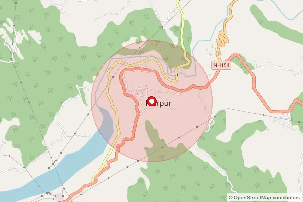 Map showing approximate area covered by Pincode 176202 — Gahin Lagore Bo, Kangra