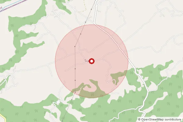Map showing approximate area covered by Pincode 176211 — Khawara Bo, Kangra