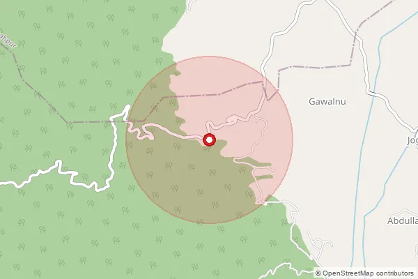 Map showing approximate area covered by Pincode 176214 — Bassi Bo, Kangra