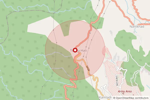 Map showing approximate area covered by Pincode 176301 — Balera Bo, Chamba