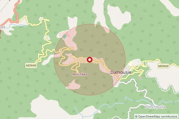 Map showing approximate area covered by Pincode 176304 — Dalhousie So, Chamba