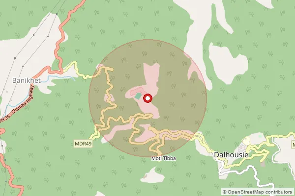 Map showing approximate area covered by Pincode 176305 — Dalhousie Cantt, Chamba