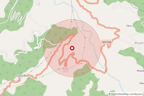 Map showing approximate area covered by Pincode 176306 — Sherpur Bo, Chamba