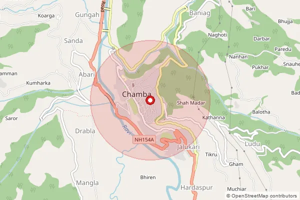 Map showing approximate area covered by Pincode 176310 — Chamba Ho, Chamba