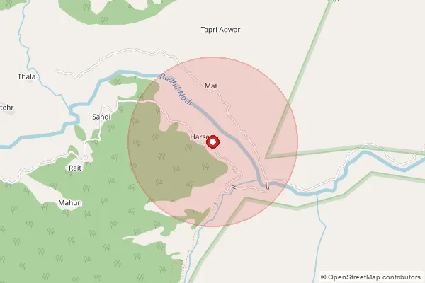 Map showing approximate area covered by Pincode 176315 — Pranghala Bo, Chamba