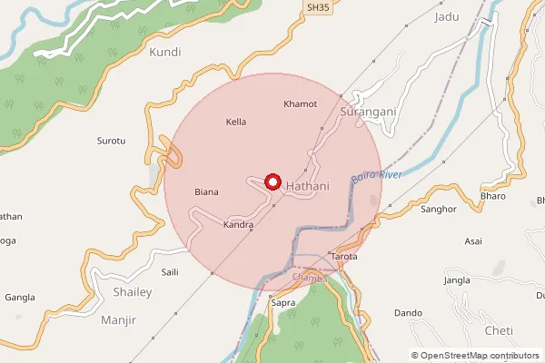 Map showing approximate area covered by Pincode 176317 — Surangani So, Chamba
