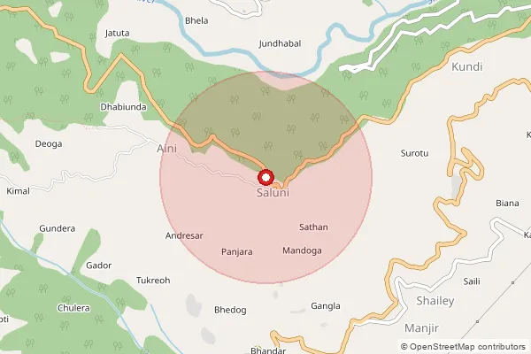 Map showing approximate area covered by Pincode 176320 — Salooni So, Chamba