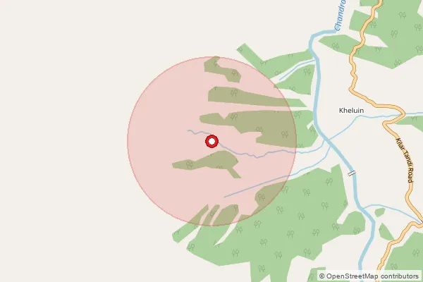 Map showing approximate area covered by Pincode 176323 — Karel Punto Bo, Chamba