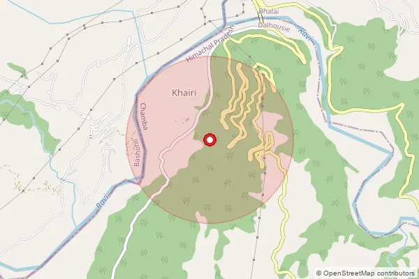 Map showing approximate area covered by Pincode 176325 — Baggi Kanged Bo, Chamba