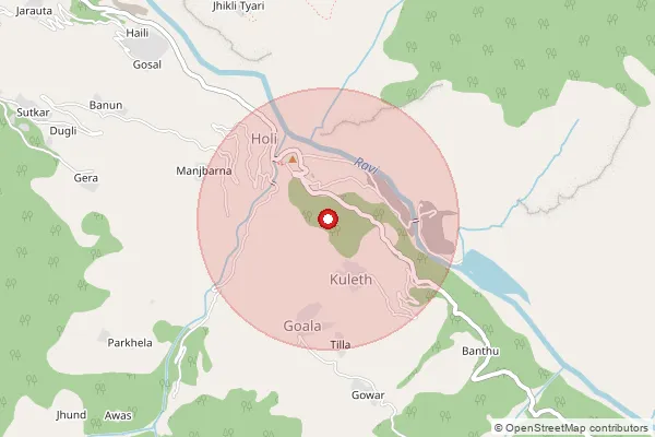 Map showing approximate area covered by Pincode 176326 — Nayagram Bo, Chamba