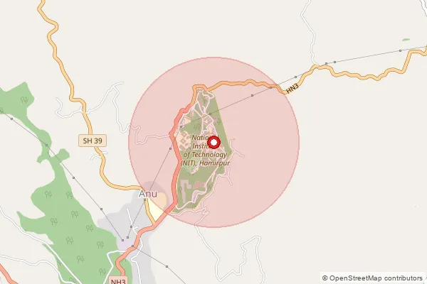Map showing approximate area covered by Pincode 177005 — Nit Hamirpur So, Hamirpur