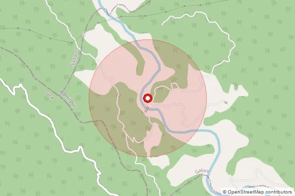 Map showing approximate area covered by Pincode 177006 — Mansai Bo, Hamirpur