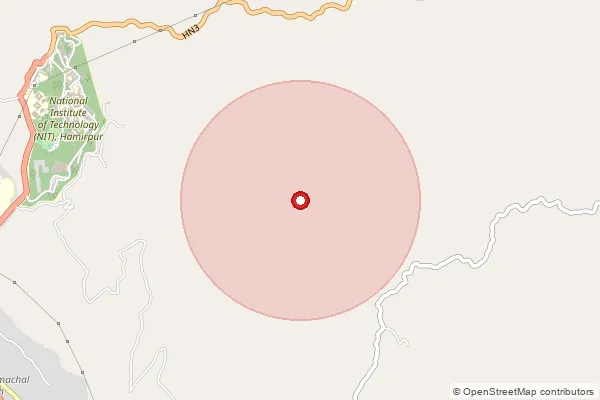 Map showing approximate area covered by Pincode 177027 — Sarahkar Bo, Hamirpur