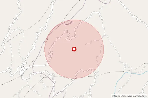 Map showing approximate area covered by Pincode 177029 — Bharthian Bo, Hamirpur
