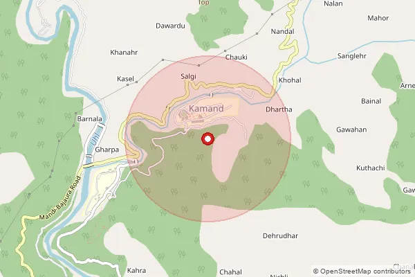 Map showing approximate area covered by Pincode 177031 — Chulhari Bo, Una
