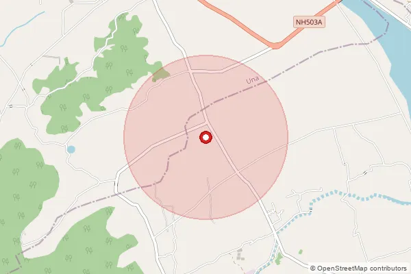 Map showing approximate area covered by Pincode 177033 — Kohla Bo, Hamirpur