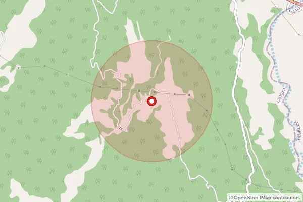 Map showing approximate area covered by Pincode 177034 — Nihari Bo, Kangra