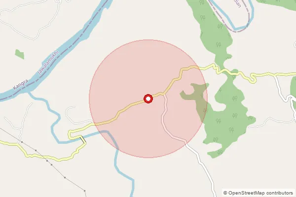 Map showing approximate area covered by Pincode 177044 — Lahar Bo, Hamirpur