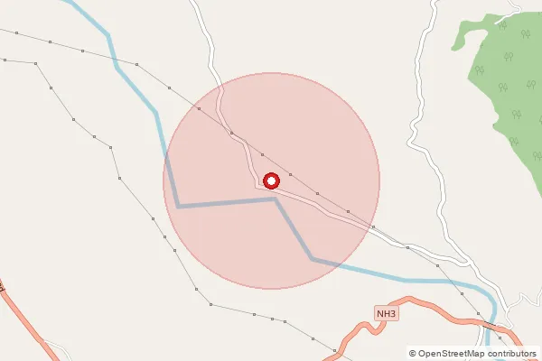 Map showing approximate area covered by Pincode 177045 — Putrial Bo, Hamirpur