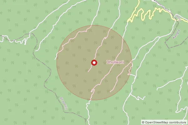 Map showing approximate area covered by Pincode 177110 — Sawana Bo, Kangra