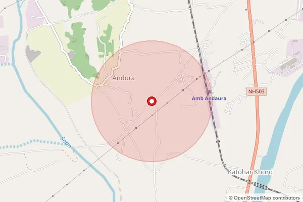 Map showing approximate area covered by Pincode 177203 — Daloh Bo, Una