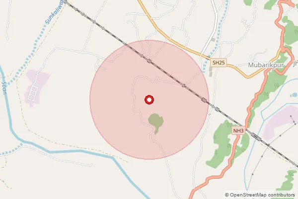 Map showing approximate area covered by Pincode 177213 — Kadh Bo, Una