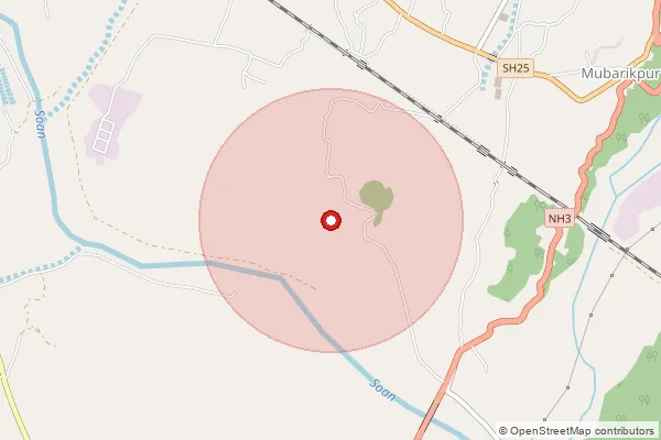 Map showing approximate area covered by Pincode 177219 — Sunkali So, Una