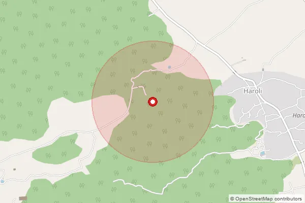 Map showing approximate area covered by Pincode 177220 — Baliwal Bo, Una