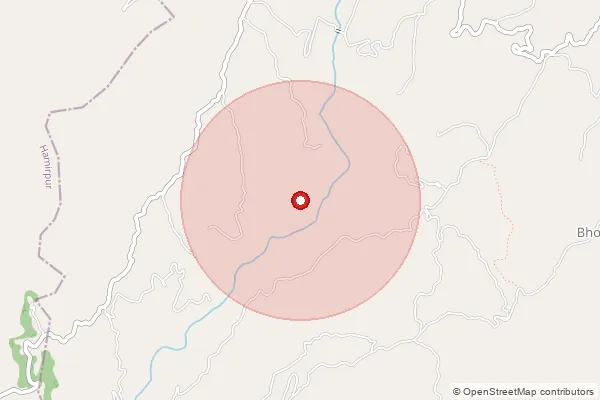 Map showing approximate area covered by Pincode 177501 — Thathwani Bo, Hamirpur