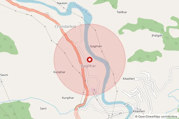పిన్‌కోడ్ 182148 — Chanderkot Sub Office, Ramban ద్వారా కవర్ చేయబడిన సుమారు ప్రాంతాన్ని చూపే మ్యాప్