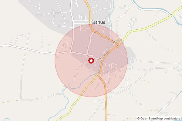 पिनकोड 184101 — Kathua Head Office, Kathua द्वारे समाविष्ट केलेले अंदाजे क्षेत्र दर्शवणारा नकाशा