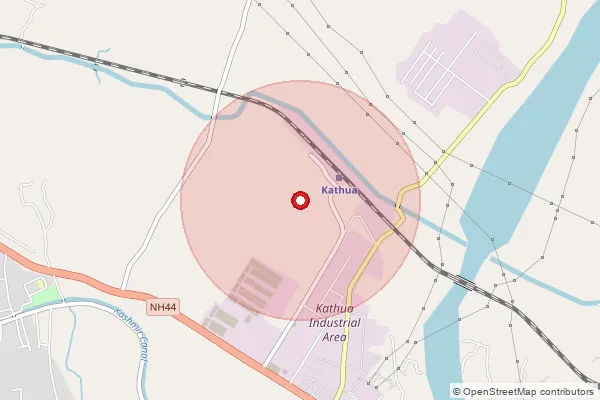 Map showing approximate area covered by Pincode 184102 — Jarai Branch Office, Kathua