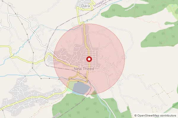 Map showing approximate area covered by Pincode 191121 — New Theed Branch Office, Srinagar