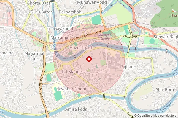 Map showing approximate area covered by Pincode 192101 — Anantnag Head Office, Anantnag